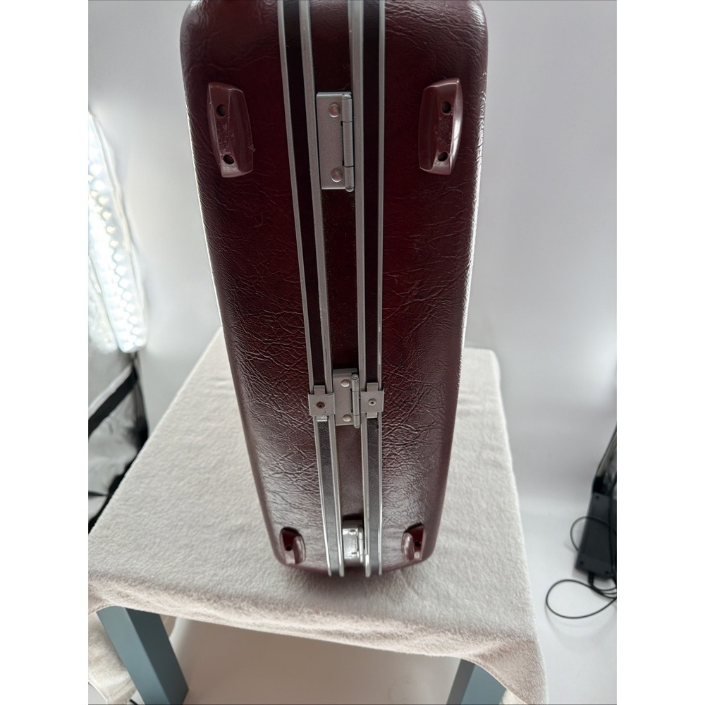 Vintage Samsonite Profile Burgundy Red Hard Shell Suitcase 22x15x8 Great Inside - Picture 10 of 10